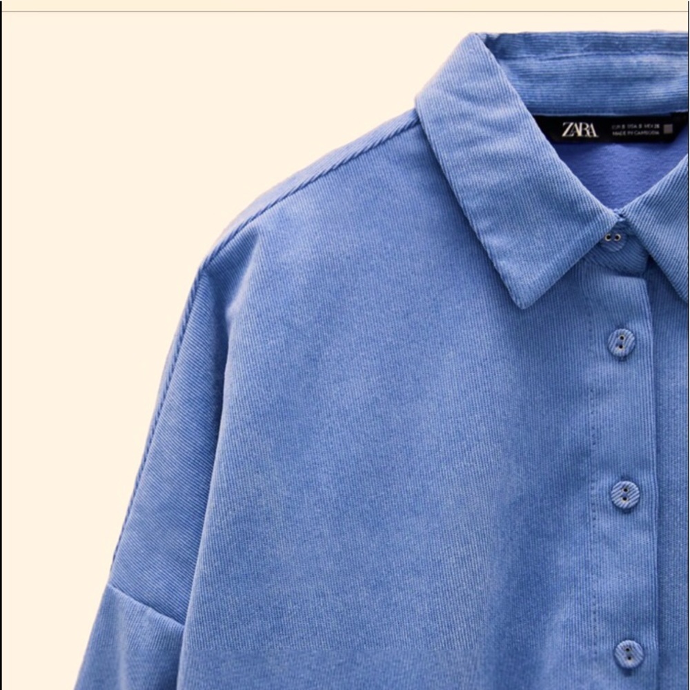 Zara’s blue corduroy oversized shirt/shacket - Picture 5 of 8
